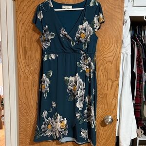 Skies Are Blue Teal Floral Maternity and Nursing Dress